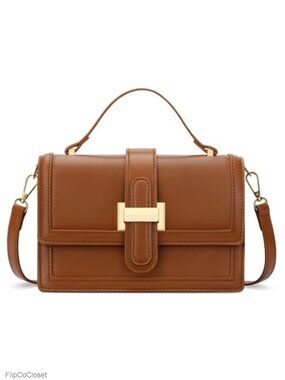 Vegan PU Leather Crossbody Bag Top Handle Small Designer Handbag